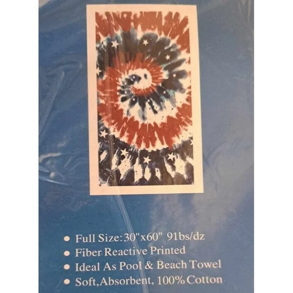 New Tie Dye US USA Flag Colors Towel Cotton Bath Beach Pool GIFT 30x60 Spiral